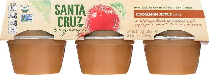 Santa Cruz Applesauce, Cinnamon Sauce OG2 4 oz. 6-Count (Pack of 12)
