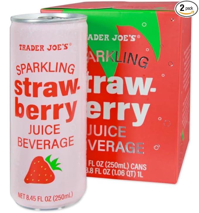 Trader Joe's Sparkling Stawberry Beverage - 4 cans 8.45oz each (2 pack)
