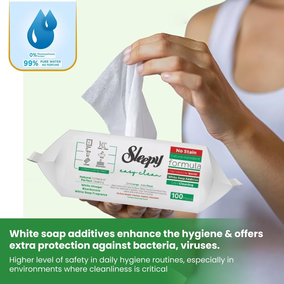 Easy Clean All Purpose Cleaning Wet Wipes, Disposable Multi Surface Cleaner Towel 8.5"" x 10"" Large and Thick