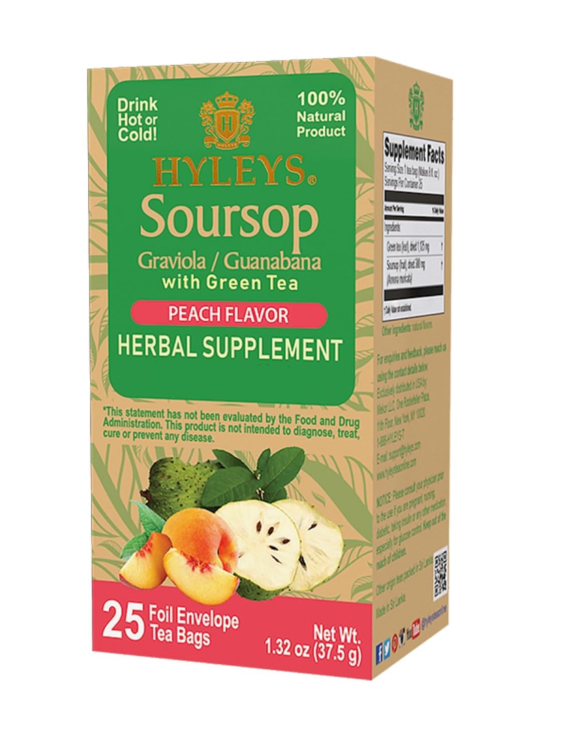 Hyleys Natural Wellness Nettle Leaves with Black Tea - Pure Ceylon Tea Blend - 100% Natural, Sugar-Free, Gluten-Free, Non-GMO - 25 Tea Bags