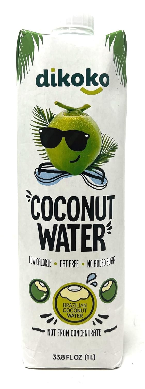 DikokoBrazilian Coconut Water, Not From Concentrate, Low Calorie, No Added Sugar, 33.8 Fl Oz, 2 Pack