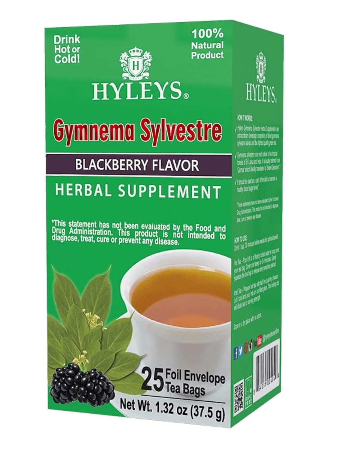 Hyleys Natural Wellness Nettle Leaves with Black Tea - Pure Ceylon Tea Blend - 100% Natural, Sugar-Free, Gluten-Free, Non-GMO - 25 Tea Bags