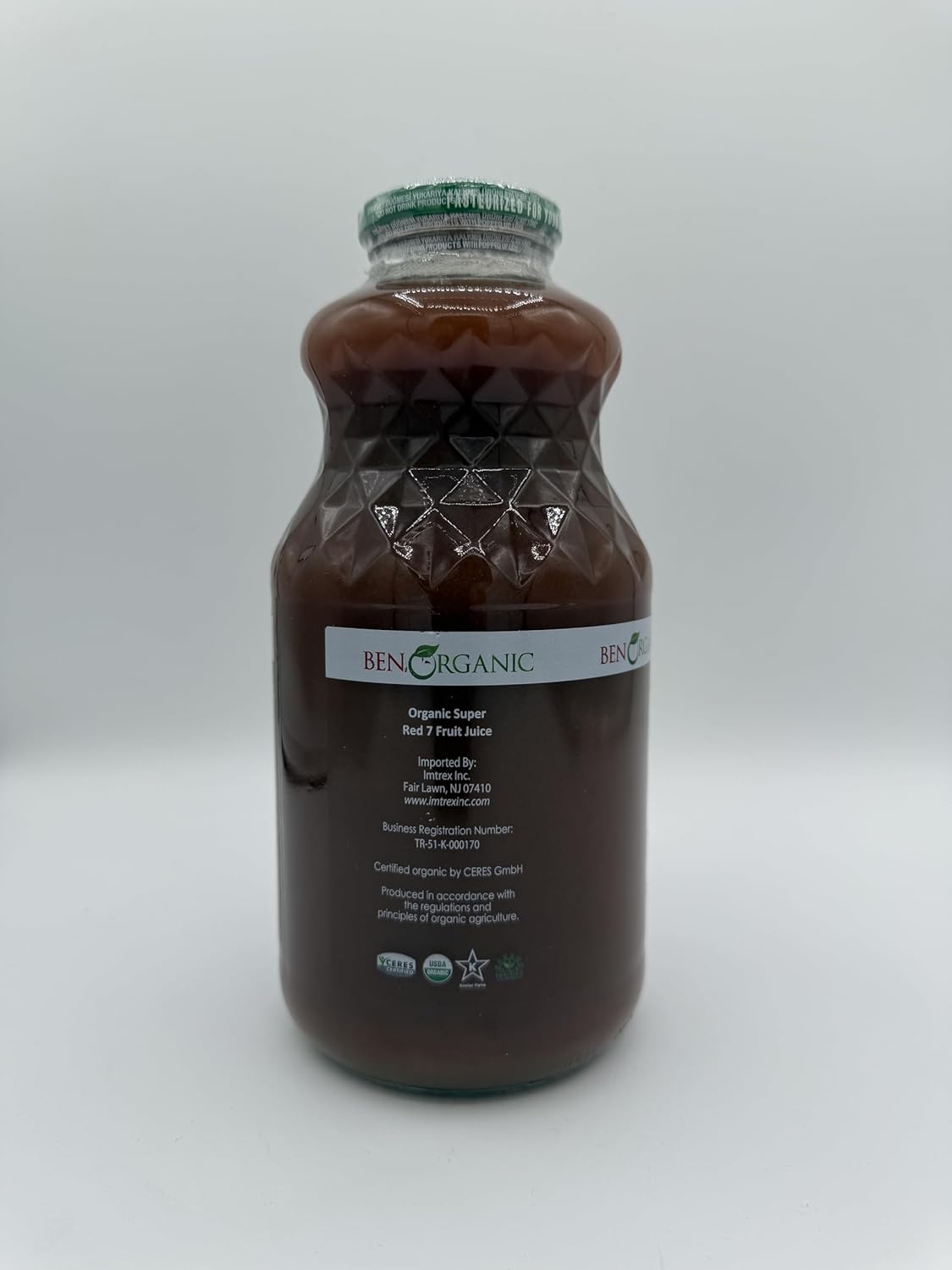 Organic Super Red 7 Fruits 100% Juice 32oz (946ml) Kosher/Halal