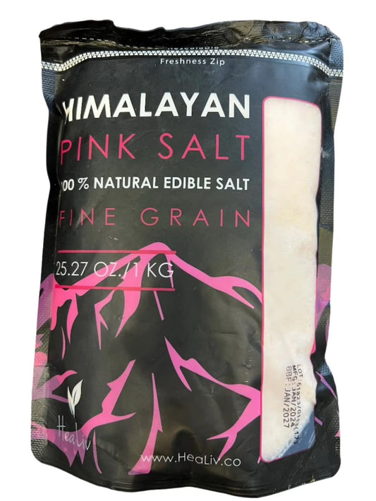 Pink Himalayan Salt 25.27 oz / 1 Kilo - 100% Natural Edible Salt - Fine Grain - Kosher & Halal