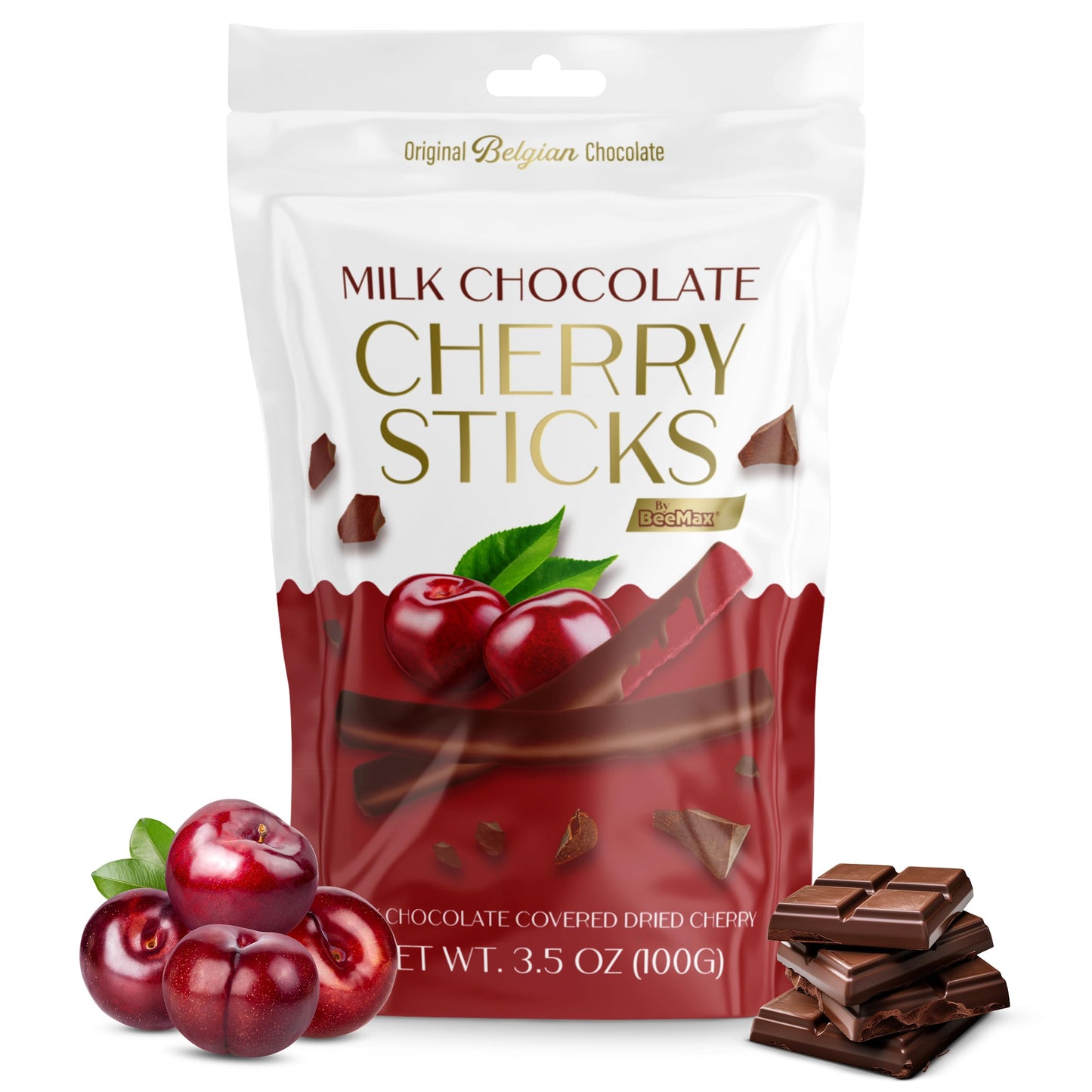 Belgian Chocolate Covered Fruit Sticks - Gourmet Covered Dried Fruit, 3.5 oz Resealable Pouch, Non-GMO, Perfect Treat for Chocolate Lovers (Milk Chocolate, Mixed Berries)