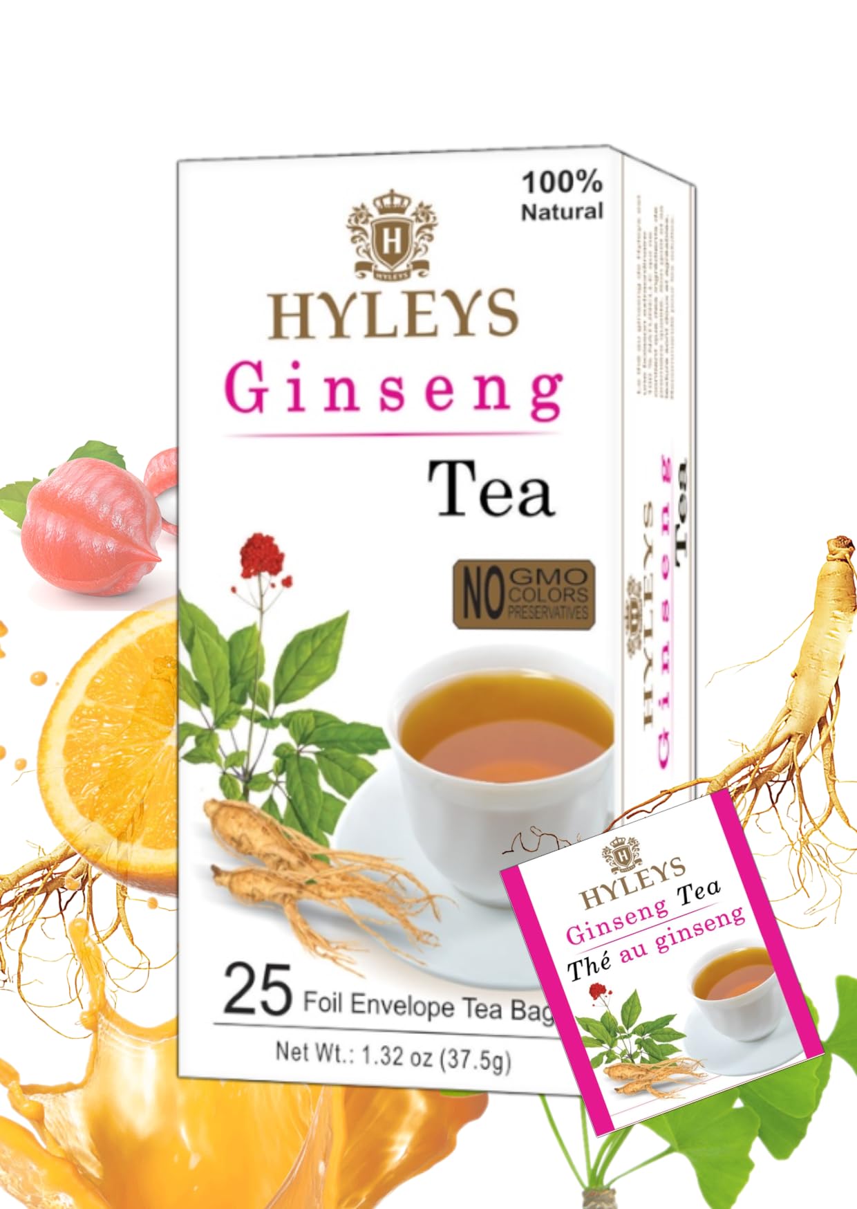 Hyleys Wellness Ginger & Honey Black Tea - Natural Digestive Support with Pure Ceylon Tea - 25 Tea Bags