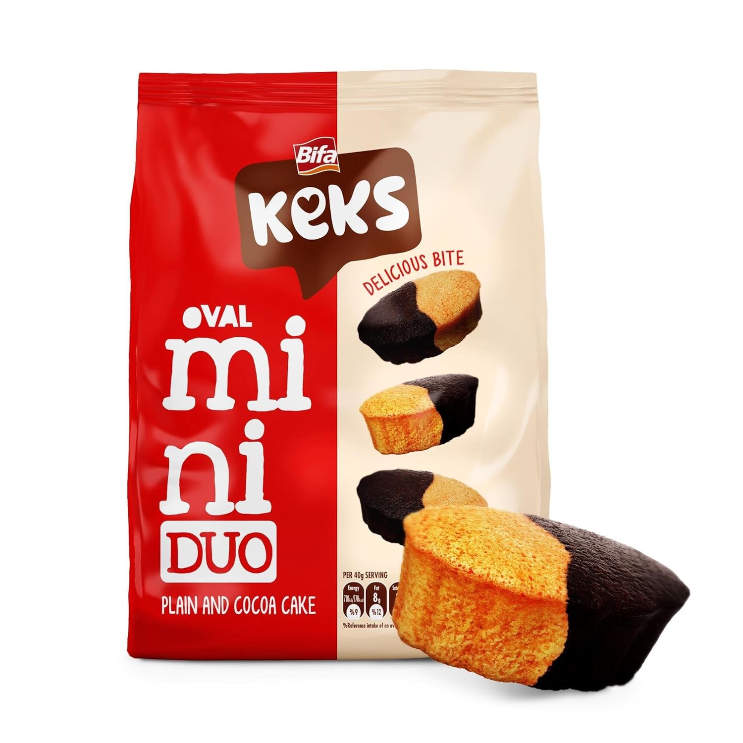 Bifa Keks Mini Oval Duo Cake, Plain and Cocoa Coated, 170g, 10 Count, Pack of 2