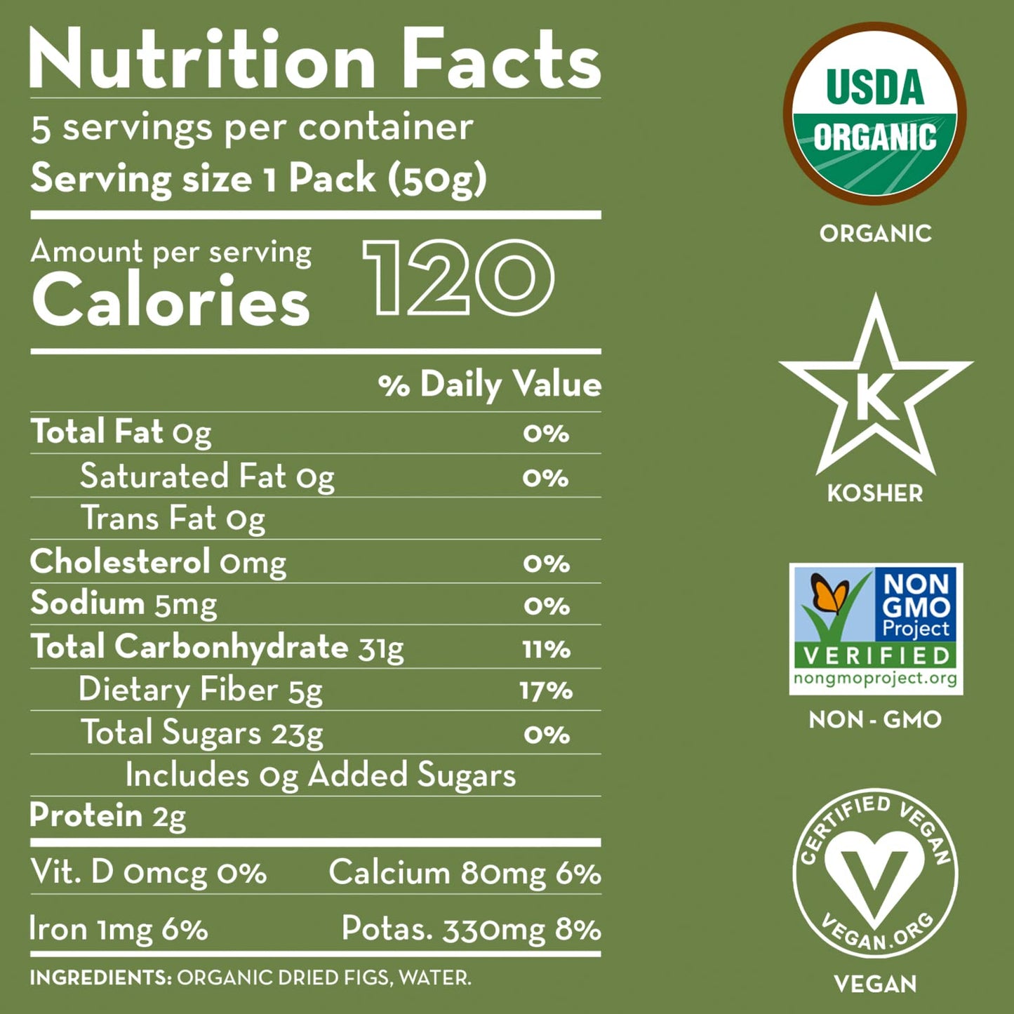 Sunny Fruit Soft Organic Turkish Dried Figs - 1 Bag (5 Individual Portion Packs) | No Preservatives, No Sugar Added | Healthy, Convenient Snack Packs | ORGANIC, NON-GMO, VEGAN, HALAL, KOSHER