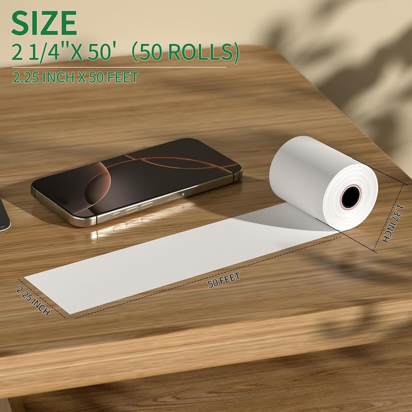 Thermal POS Paper Rolls, 2.25 x 50 Feet, 50 Rolls per Case, BPA Free