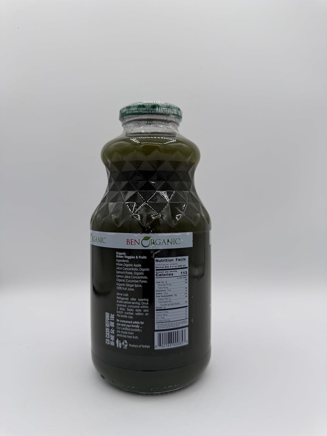 Organic Green Veggies & Fruits 100% Juice 32oz (946ml) Kosher/Halal