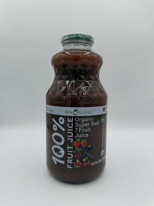 Organic Super Red 7 Fruits 100% Juice 32oz (946ml) Kosher/Halal