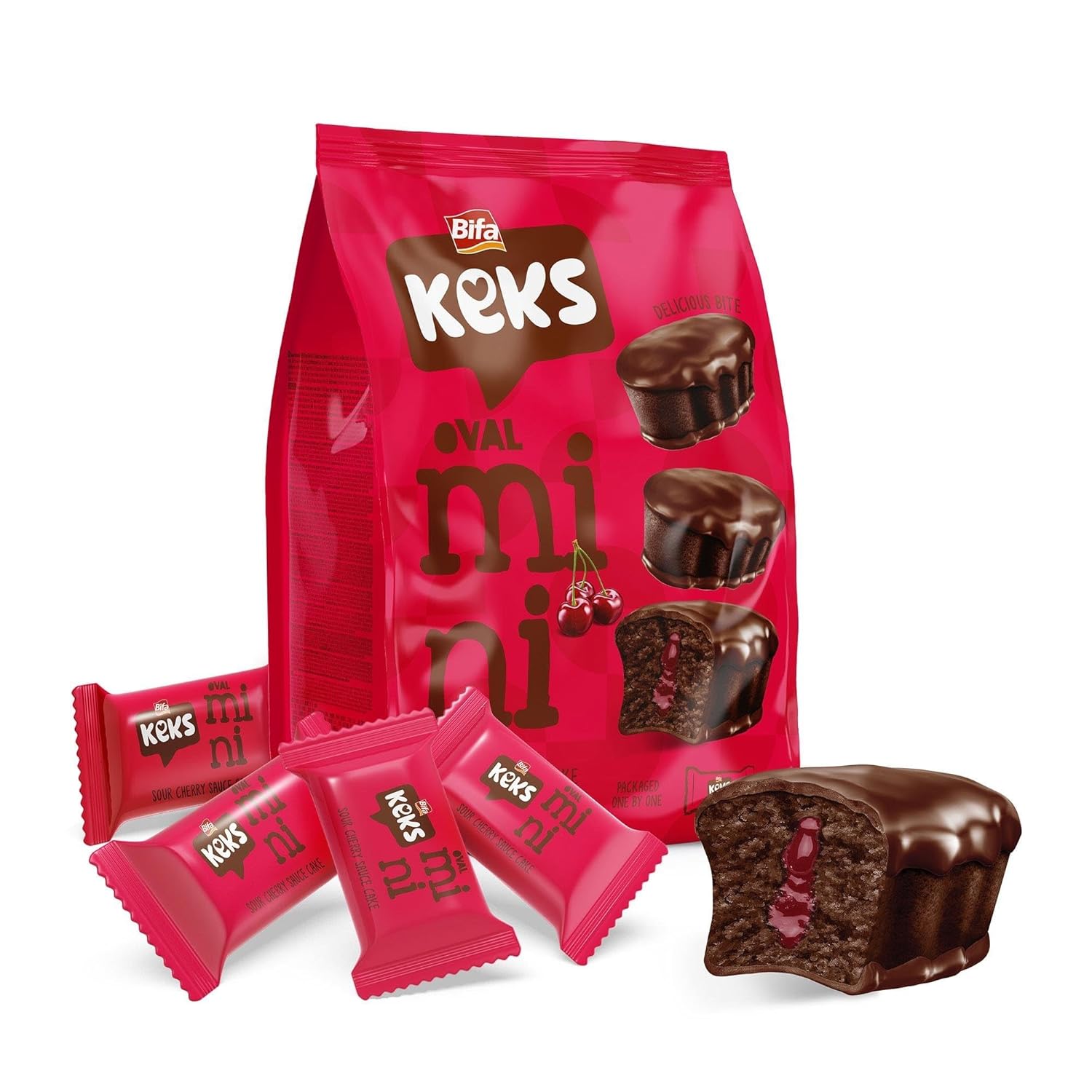 (2 pack) BifaKeks Chocolate Sour Cherry Sauce Cake, Individually Wrapped cake, 3 Bag Variety Pack, 10 mini cakes per bag