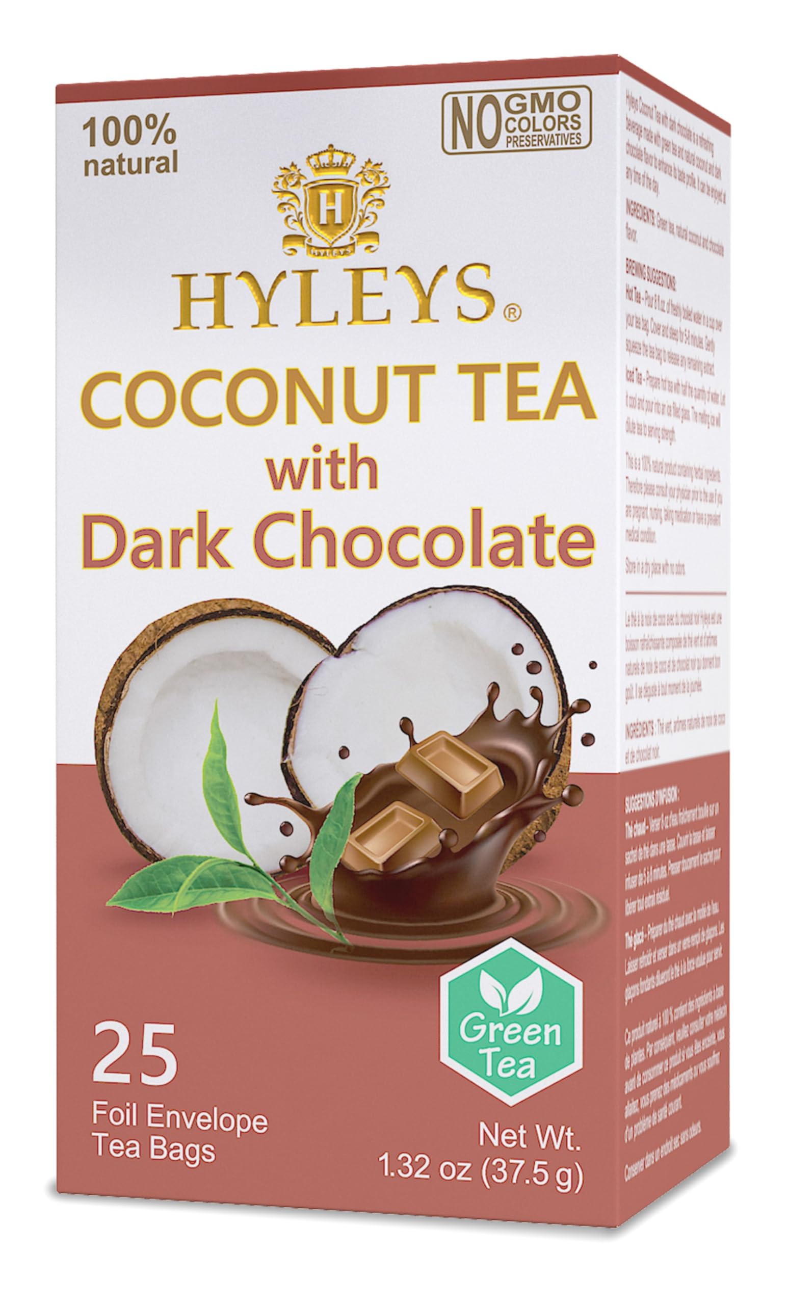 Hyleys Natural Wellness Nettle Leaves with Black Tea - Pure Ceylon Tea Blend - 100% Natural, Sugar-Free, Gluten-Free, Non-GMO - 25 Tea Bags