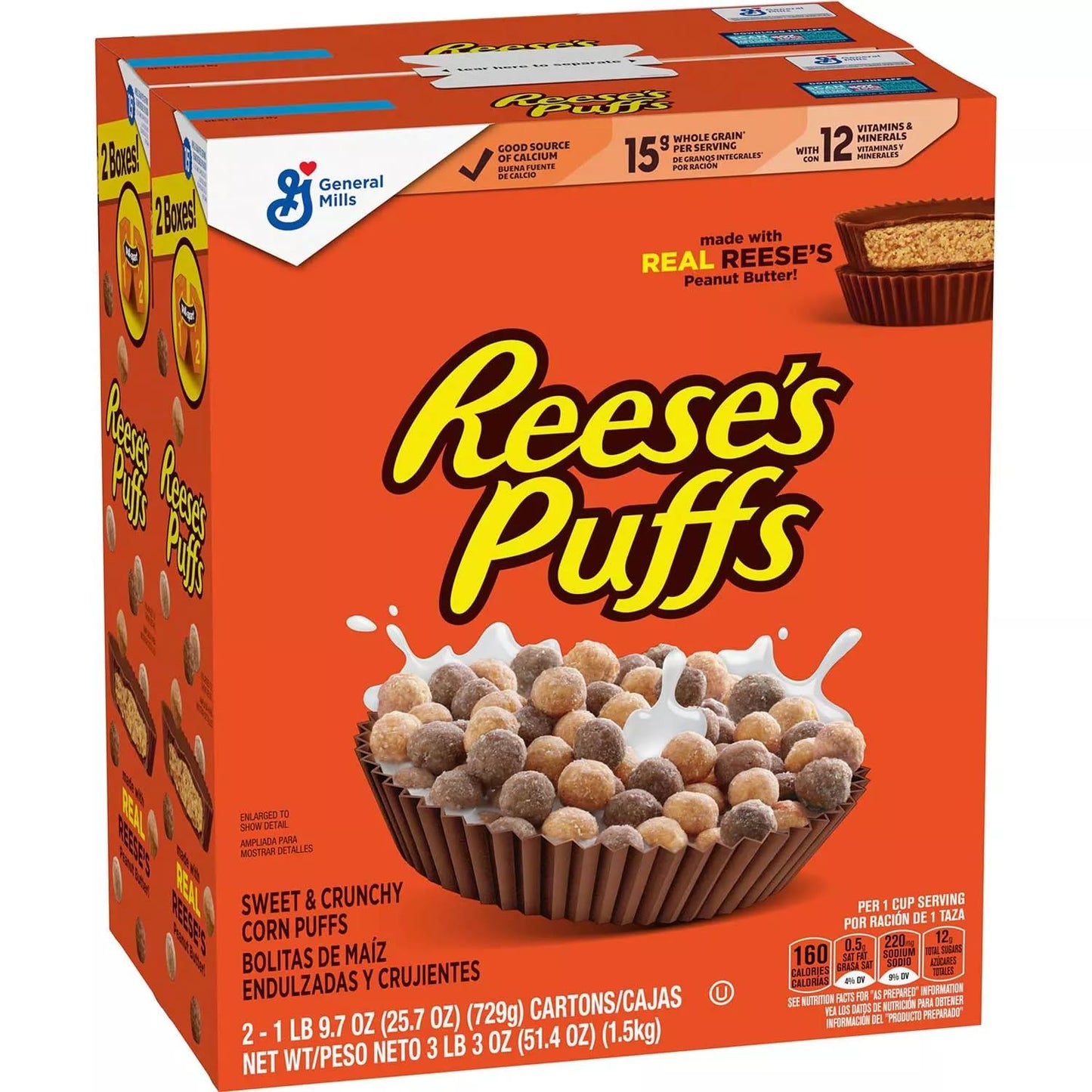 General Mills Reese's Puffs Peanut Butter Chocolate Cereal (51.4 Ounce)