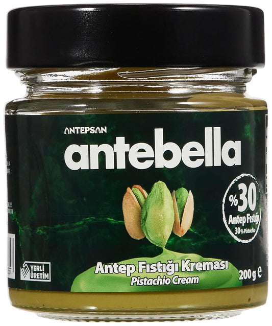 Antebella Pistachio Nut Butter, 30% Pistachio, Spread for Bread, Kunafah, Dubai Chocolate Bars, No Palm Oil, 200gr/7.06oz
