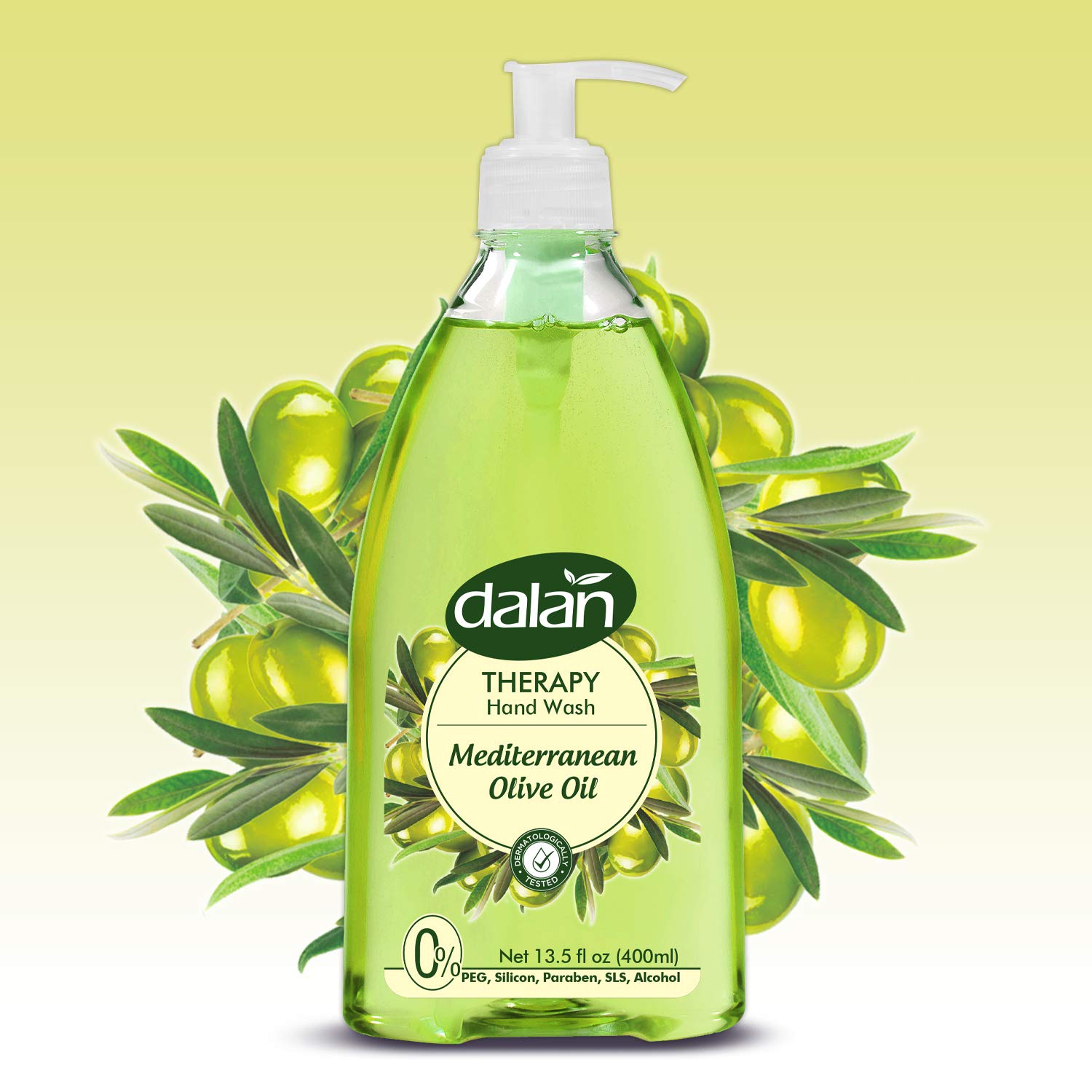 Dalan Therapy Mediterranean Olive Oil Ultra Moisturizing Liquid Hand Soap for Normal and Dry Hands Fresh Clean and Soft Feeling (13.5 Fl Oz / 400 mL (Pack of 4))