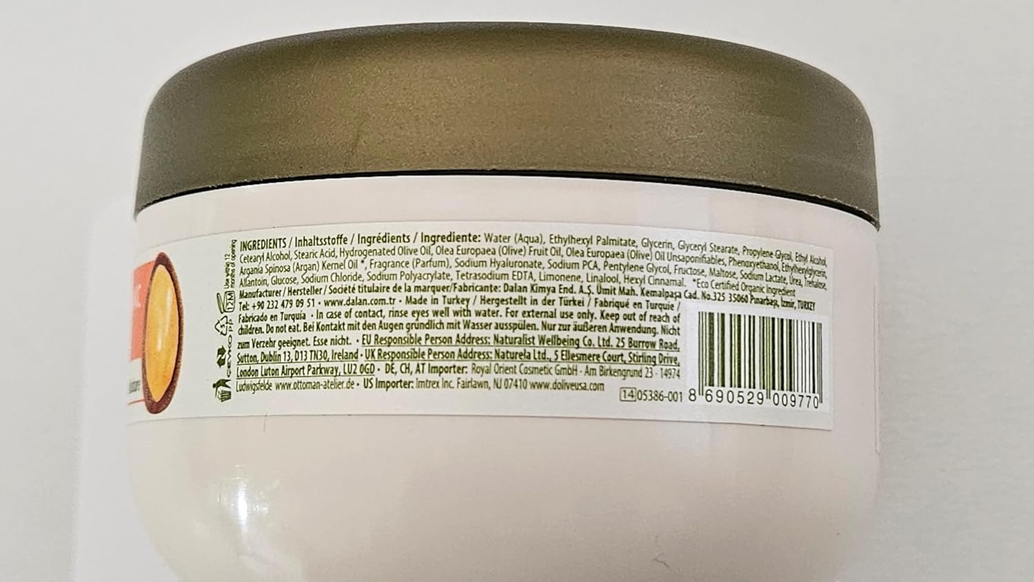 Dalan d'Olive Fast Absorbing Nourishing Cream with Organic Argan Oil, 150 ml/5 fl oz (4-pack)