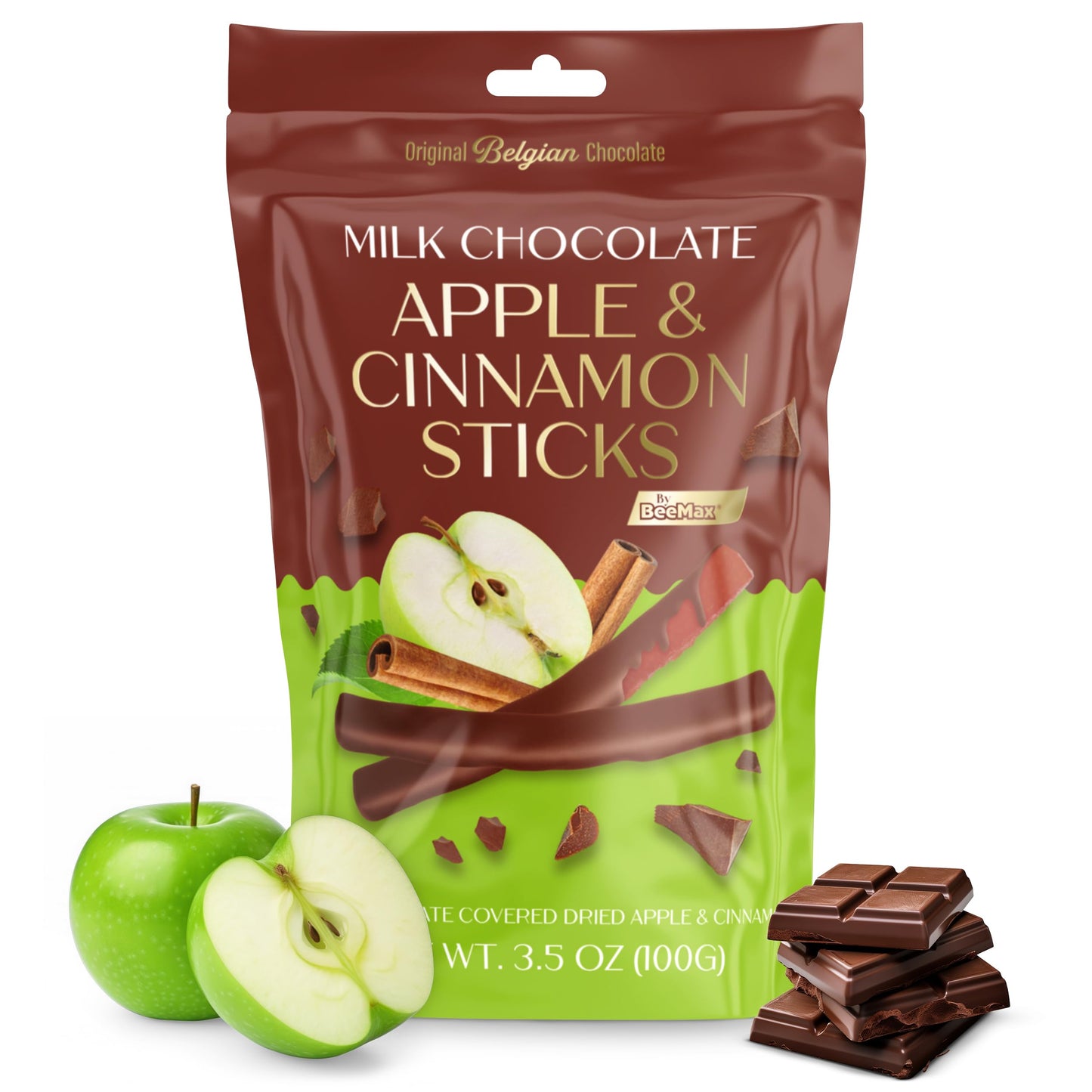 Belgian Chocolate Covered Fruit Sticks - Gourmet Covered Dried Fruit, 3.5 oz Resealable Pouch, Non-GMO, Perfect Treat for Chocolate Lovers (Milk Chocolate, Mixed Berries)