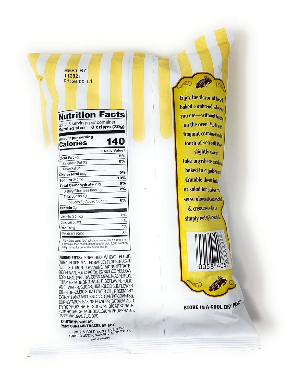 Trader Joe's - Cornbread Crisps - Sweet and Salty Snack 6oz (2 Bags)