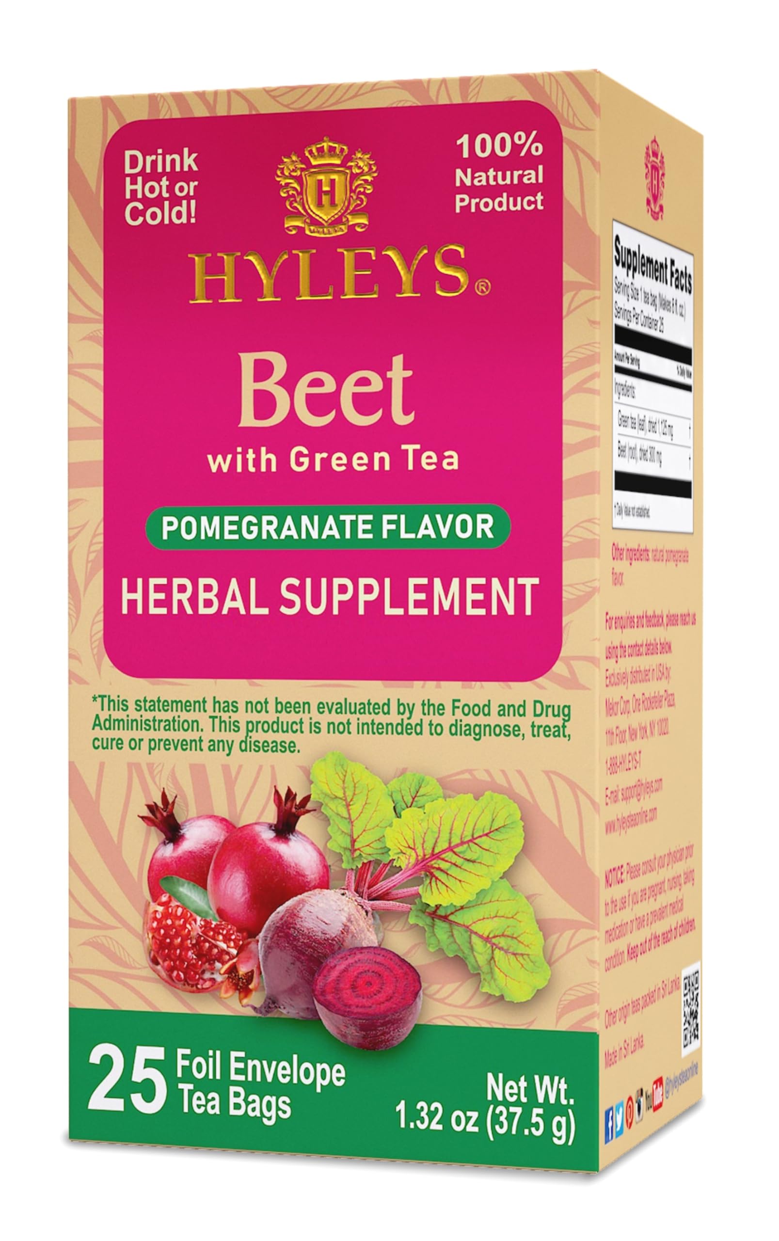 Hyleys Natural Wellness Nettle Leaves with Black Tea - Pure Ceylon Tea Blend - 100% Natural, Sugar-Free, Gluten-Free, Non-GMO - 25 Tea Bags