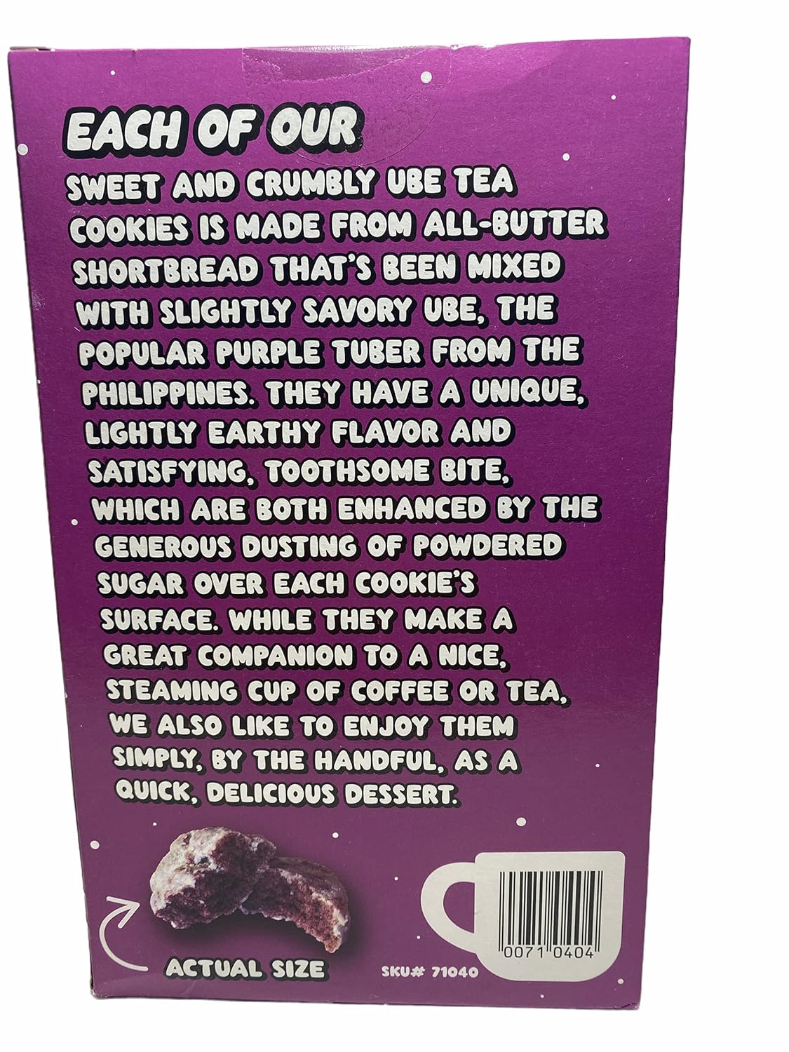 Trader Joe's Ube Tea Cookies Purple Yam Shortbread Cookies with Powdered Sugar, 10 oz (Pack of 1)