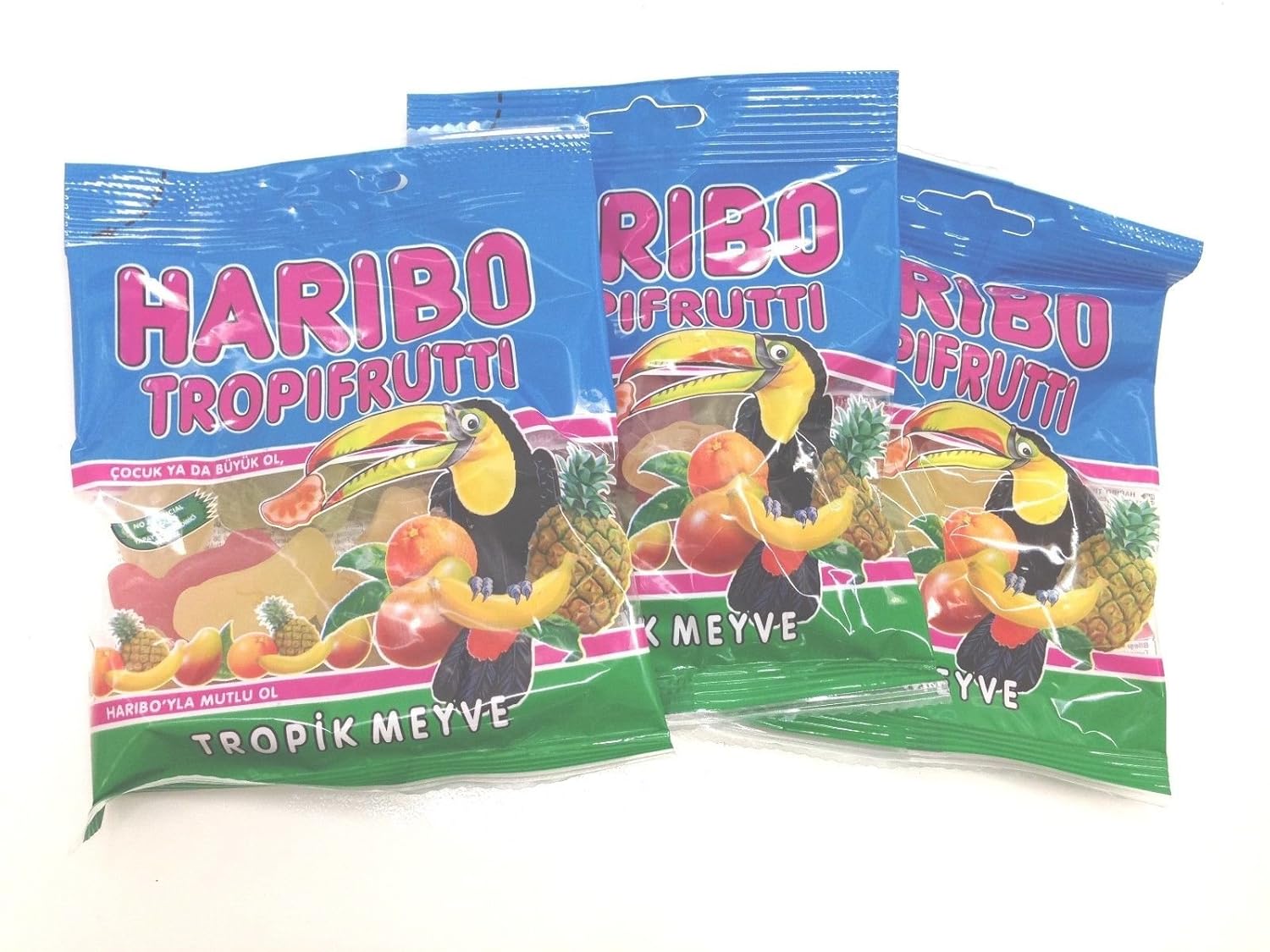 Haribo Gummi Candy, Tropifrutti, 80g x 24, Halal, 24 Packs, Tropik Meyve