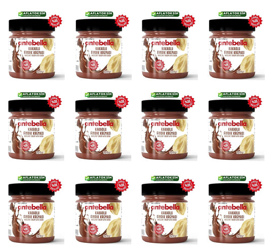 Antebella Hazelnut Cocoa Cream - Kakaolu Findik Kremasi – 320g (11.29 Oz Jar) – Rich & Nutritious Spread with 35% Hazelnuts - Perfect for Breakfast & Snacks - Pack of 12