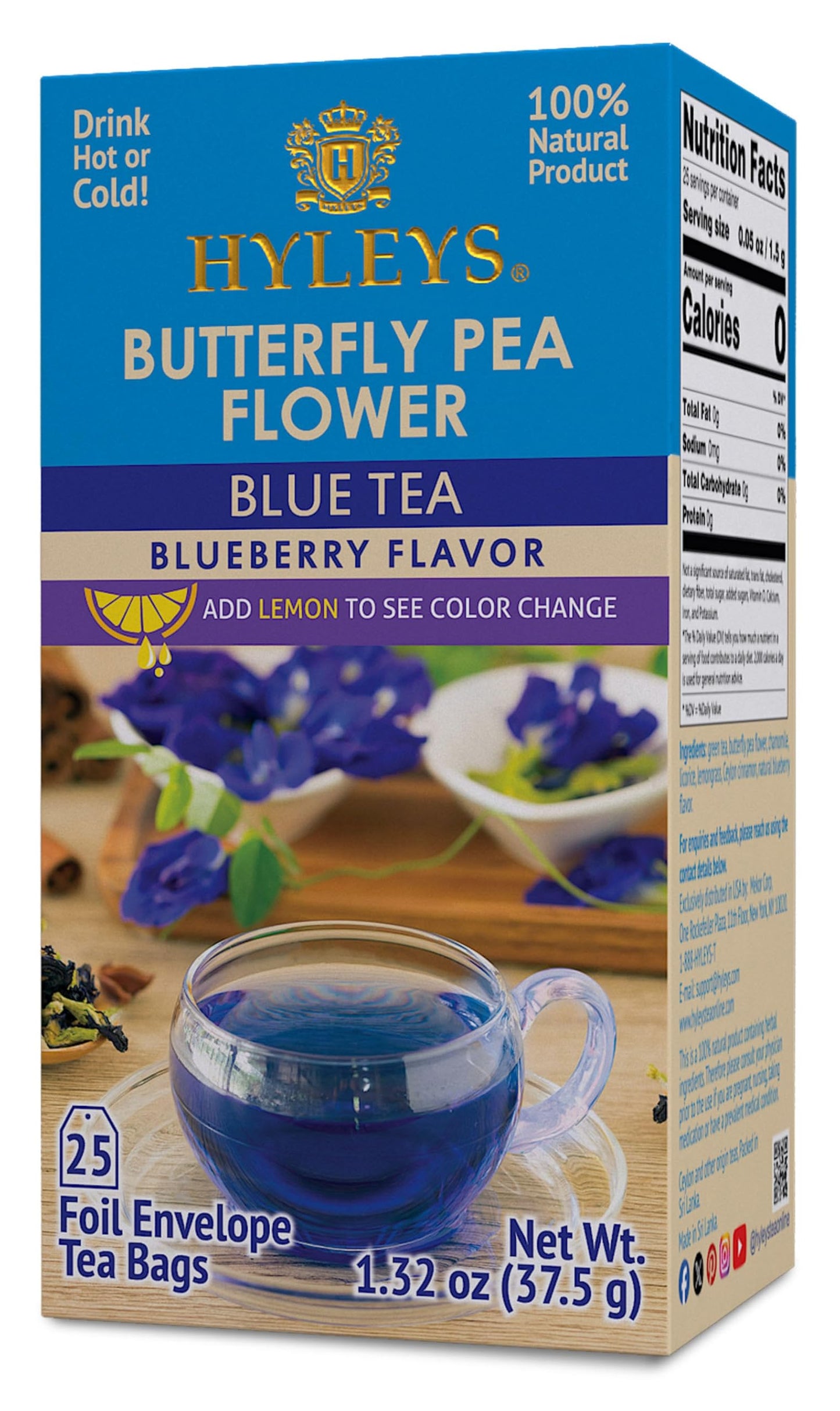 Hyleys Natural Wellness Nettle Leaves with Black Tea - Pure Ceylon Tea Blend - 100% Natural, Sugar-Free, Gluten-Free, Non-GMO - 25 Tea Bags