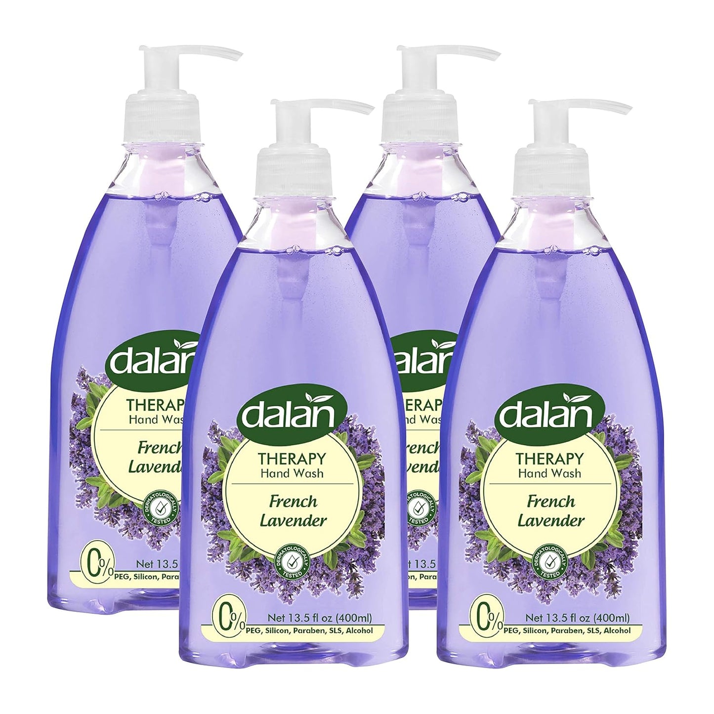 Dalan Therapy French Lavender Ultra Moisturizing Liquid Hand Soap for Normal and Dry Hands Fresh Clean and Soft Feeling (13.5 Fl Oz / 400 mL (Pack of 4))