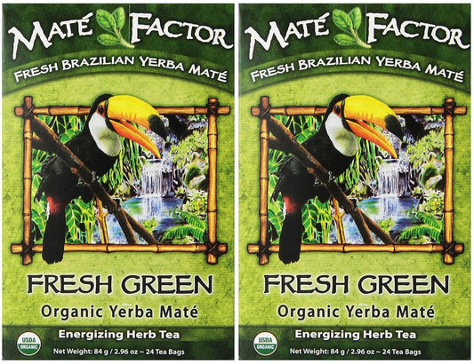 Mate Factor, Organic Yerba Mate, Fresh Green, 24 Tea Bags, 2.96 oz (84 g) - 2 pack