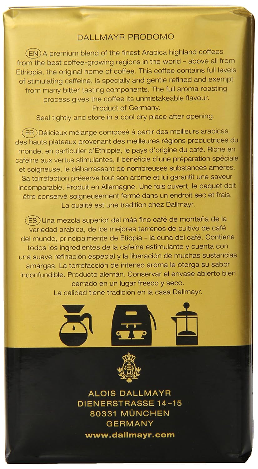 Dallmayr Gourmet Coffee, Prodomo (Ground), 8.8-Ounce Vacuum Packs (Pack of 3) by Dallmayr