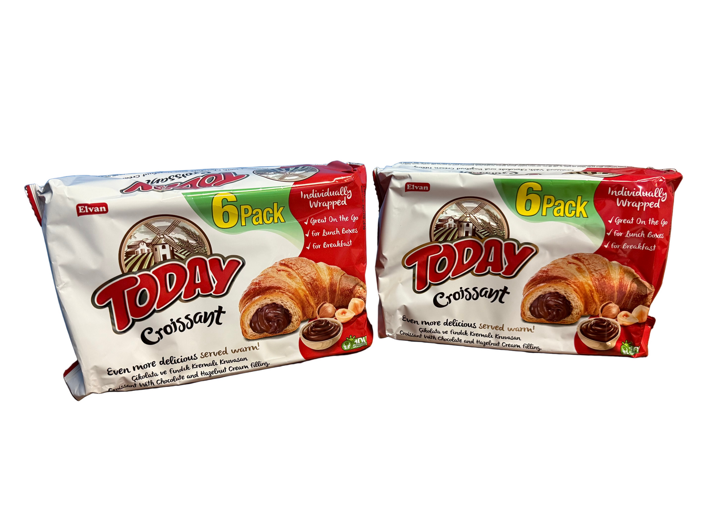 Today Chocolate Croissant | Individually Wrapped, Buttery Soft Croissant, Ready to eat Breakfast Pastry, or Lunchbox Snacks - Each pack contains 6 pastries, 2-pack deal for a total of 12 croissants byElvan