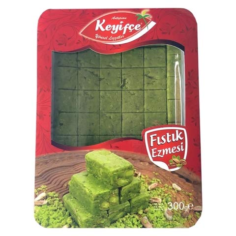Keyifce, Turkish Delight with Pistachio, Sweet Confectionery Gourmet Box Candy Dessert, Pistachio Butter,10.5 ounce