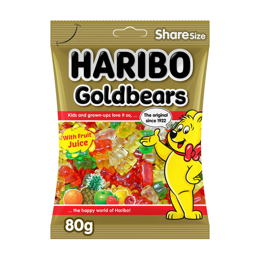 Haribo Halal Goldbaren w/ Fruit Juice Gummy Bears 80g