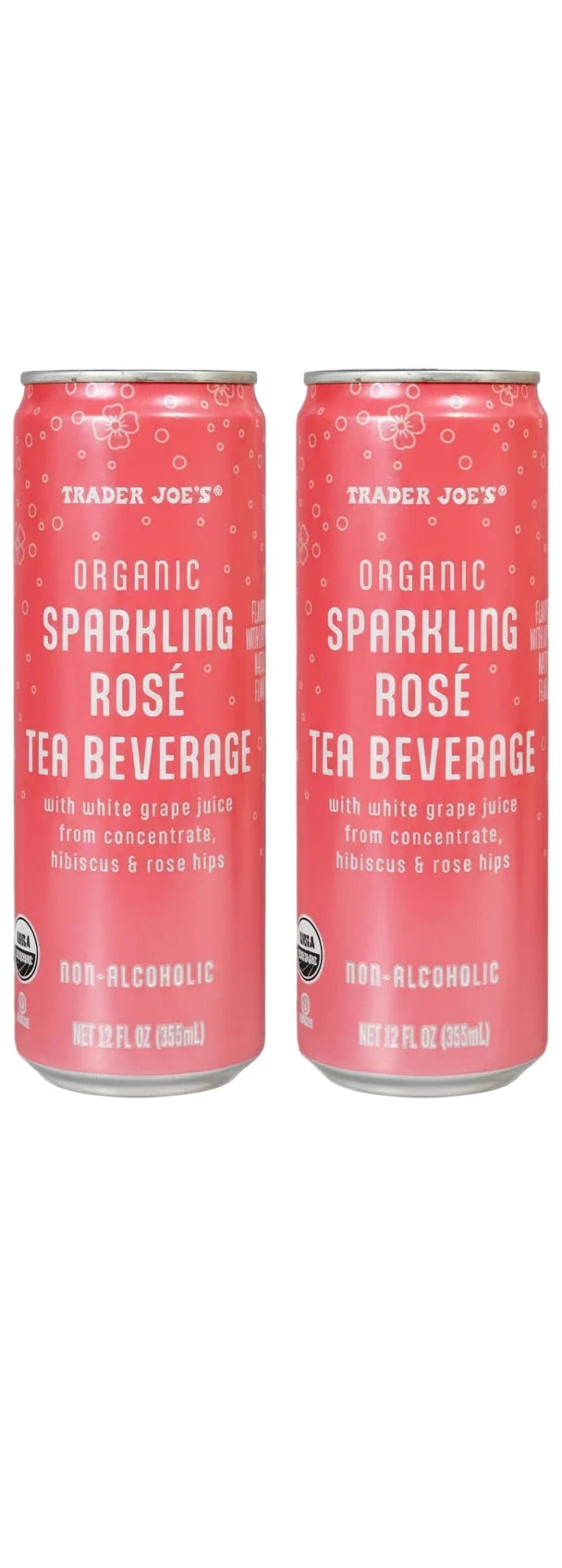 Trader Joe's Organic Sparkling Rosé Tea Beverage 12 Fl Oz ~ 2 Pack
