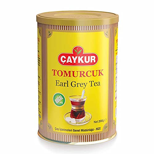 Caykur Earl Grey Tea in Round Can Bergamot flavored tea,Tomurcuk Çayı,Çay - (Export Tomurcuk Tea) 7.05oz (200gr) شاي تركي ، شاي أسود ، شاي براعم