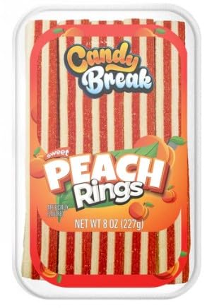 Variety Pack of Sour Candy Belts - Strawberry - Apple - Blue Raspberry - Peach - Cotton Candy - Watermelon Candy Breaks - Halal - 8 Oz Container - Pack of 6 (1 Pack From Each Flavor)