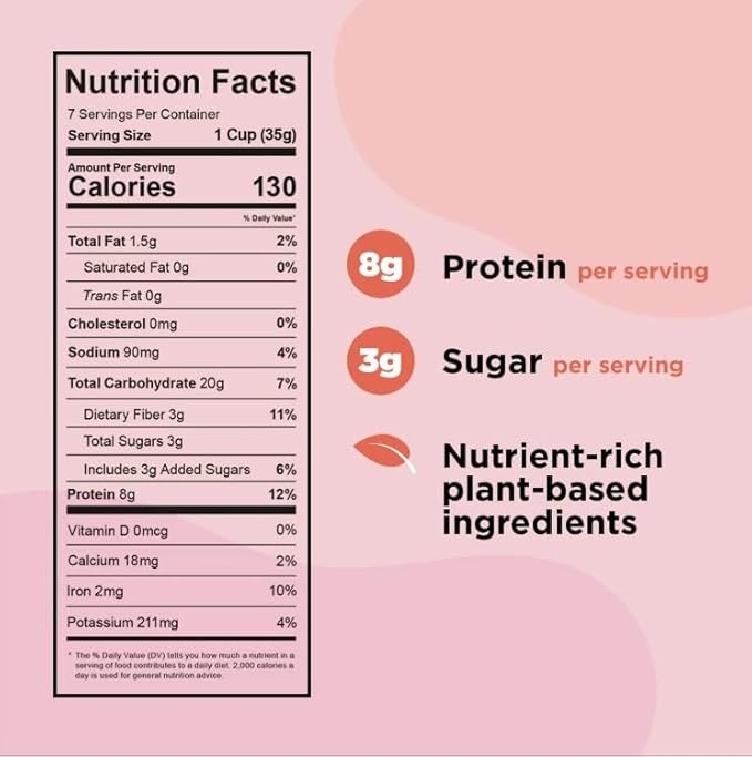 Plant-Based TMH1 and Vegan Breakfast Cereal by Thre Wishesh - Cinnamon, 1 Pack - More Protein and Less Sugar Snack - Gluten-Free, Grain-Free - Non-GMO