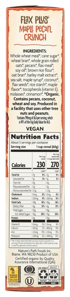 Nature's Path Organic Flax Plus Cereal Maple Pecan Crunch -- 11.5 oz - 2 pc