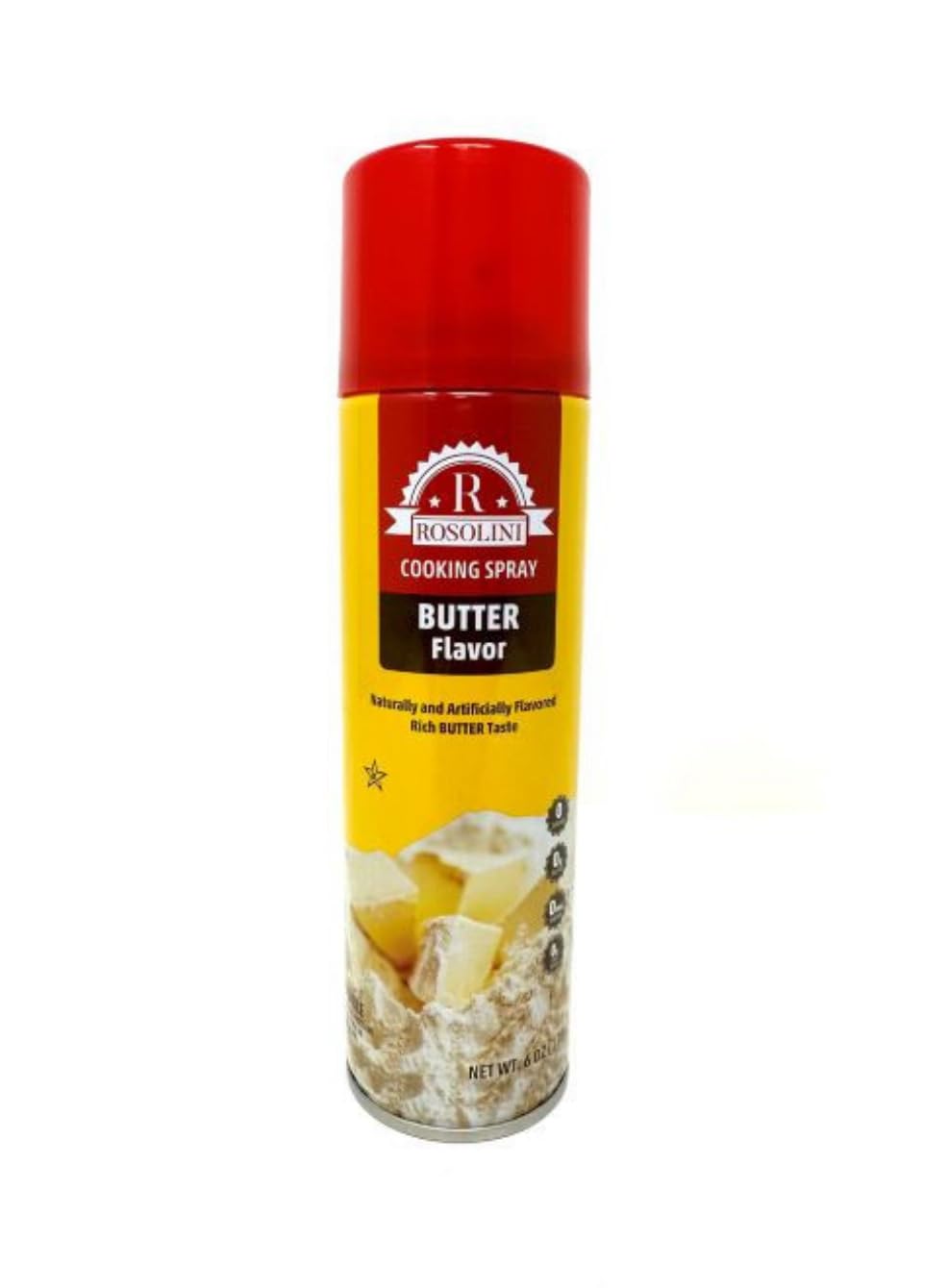 Rosolini Butter Flavor Cooking Spray, Zero Calories, Non-Stick, 6 oz Cans, 3-Pack