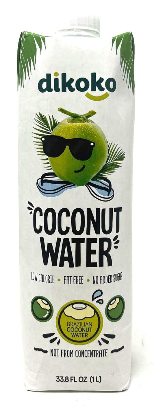 DikokoBrazilian Coconut Water, Not From Concentrate, Low Calorie, No Added Sugar, 33.8 Fl Oz, 2 Pack