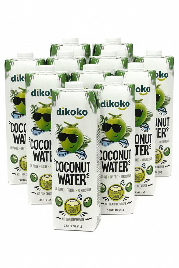 DikokoBrazilian Coconut Water, Not From Concentrate, Low Calorie, No Added Sugar, 33.8 Fl Oz, 12 Pack
