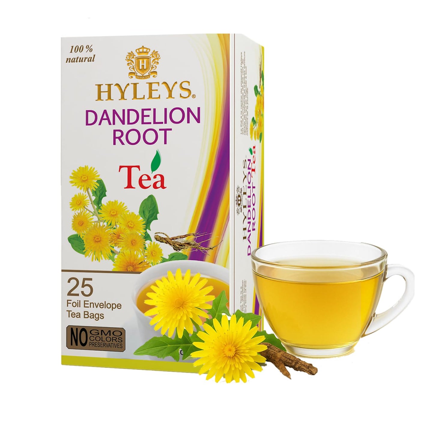 Hyleys Wellness Ginger & Honey Black Tea - Natural Digestive Support with Pure Ceylon Tea - 25 Tea Bags