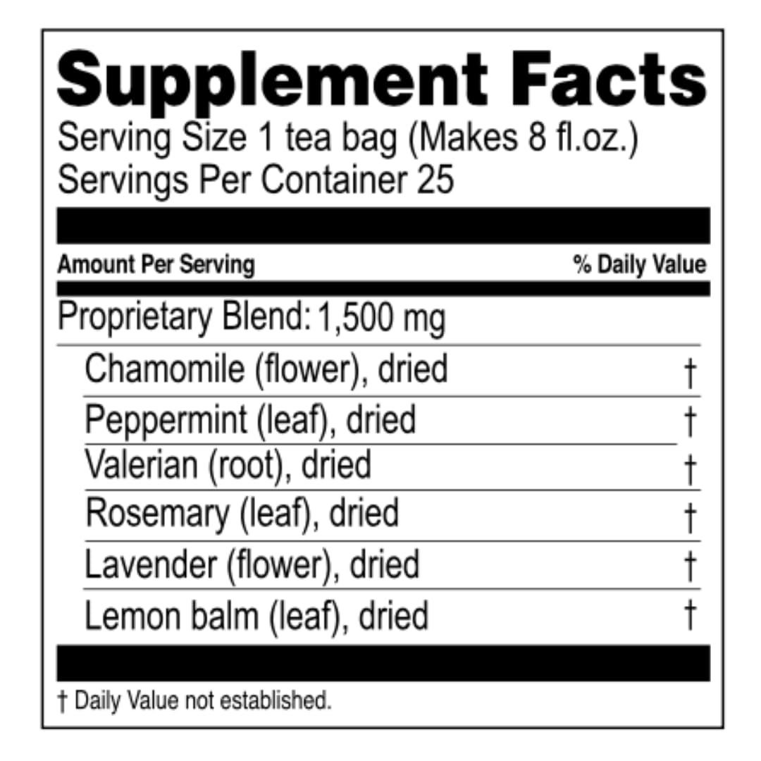 Hyleys Caffeine-Free Herbal Tea - Mint, Rosemary, Valerian Root, Lavender - 25 Tea Bags (1 Pack) - Calm Sleep Tea for a Relaxing Nightly Cup