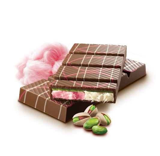 Angel Hair Cotton Candy Chocolate Bar - 5.29 oz (150G) Milk Chocolate with Turkish Cotton Candy and Pistachio Cream – 5.29 oz (150G) (Pack of 1)