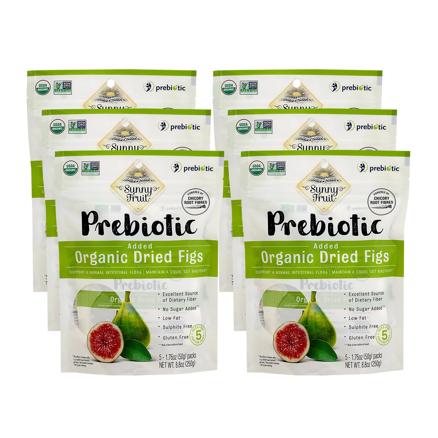 Sunny Fruit Soft Organic Turkish Dried Figs - 1 Bag (5 Individual Portion Packs) | No Preservatives, No Sugar Added | Healthy, Convenient Snack Packs | ORGANIC, NON-GMO, VEGAN, HALAL, KOSHER