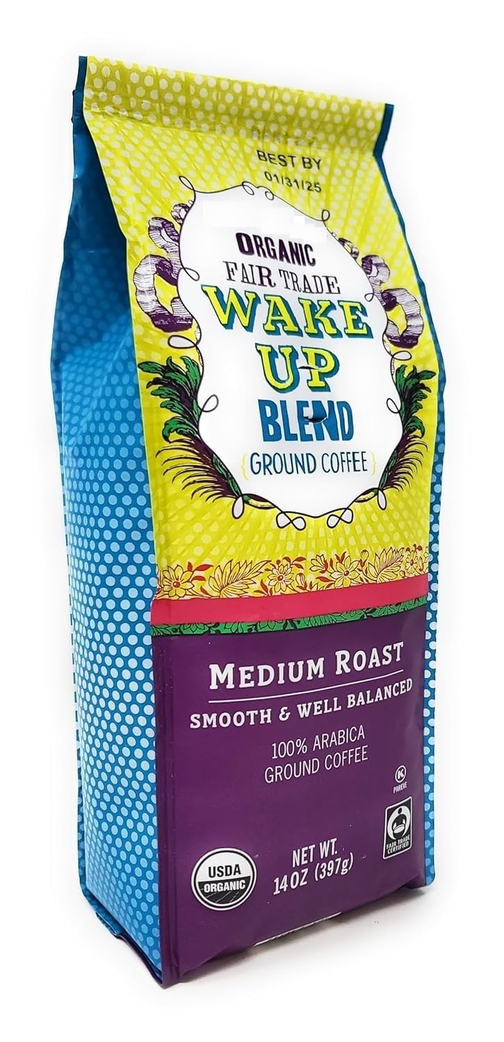 Trader Joe's Organic Fair Trade Wake Up Blend Ground Coffee 14 Oz - 2 Pack