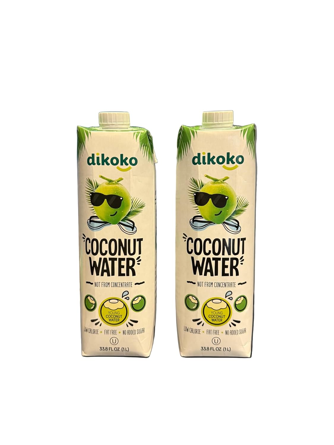 DikokoBrazilian Coconut Water, Not From Concentrate, Low Calorie, No Added Sugar, 33.8 Fl Oz, 2 Pack
