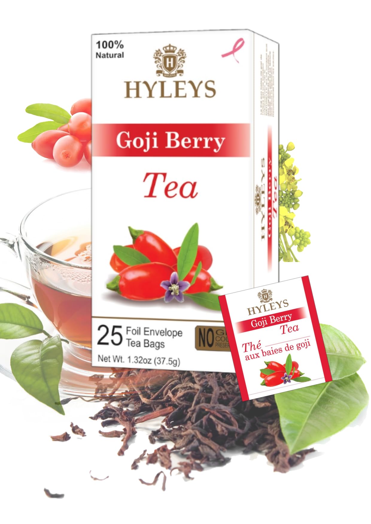 Hyleys Wellness Ginger & Honey Black Tea - Natural Digestive Support with Pure Ceylon Tea - 25 Tea Bags