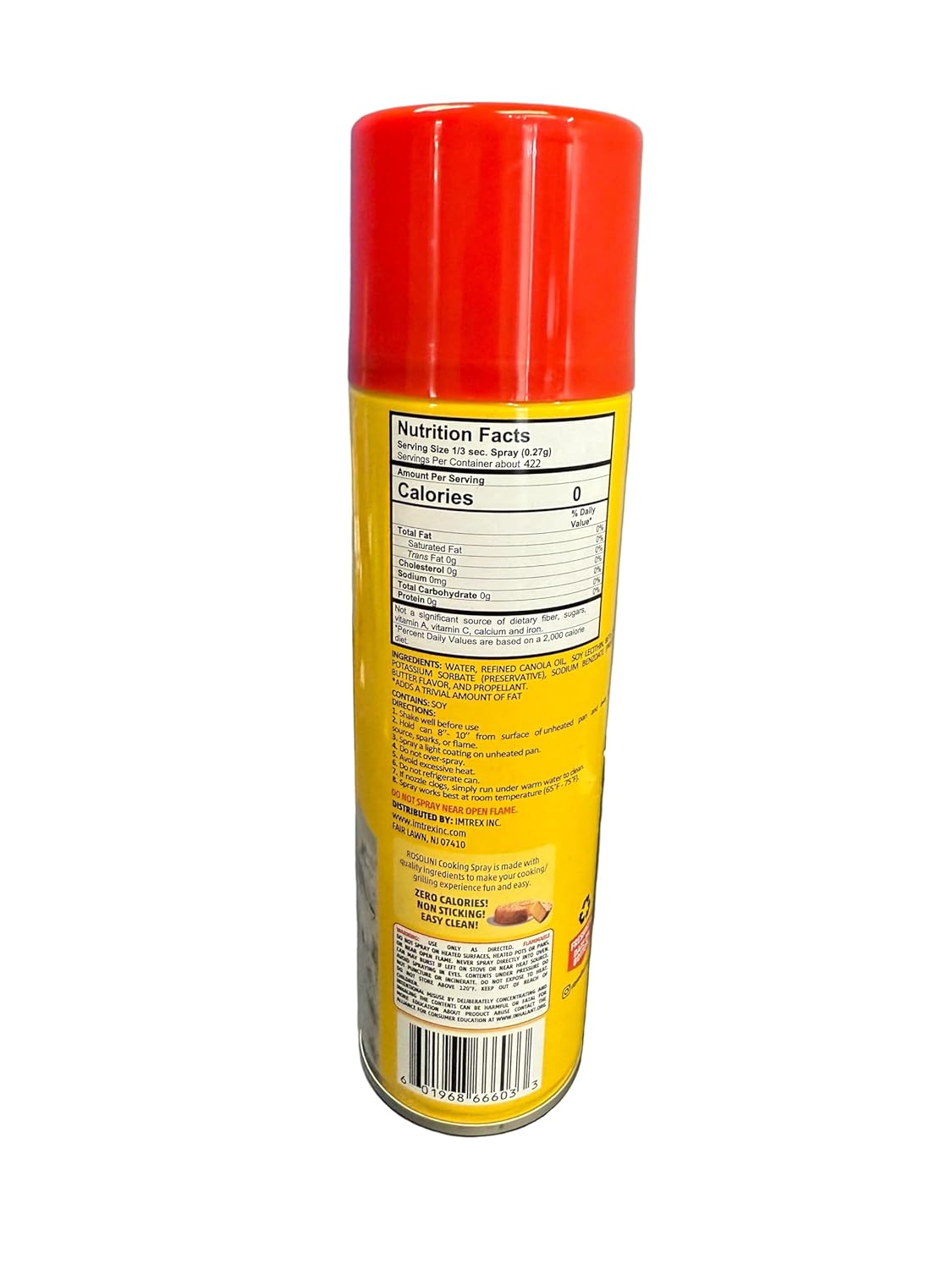 Rosolini Butter Flavor Cooking Spray, Zero Calories, Non-Stick, 6 oz Cans, 3-Pack